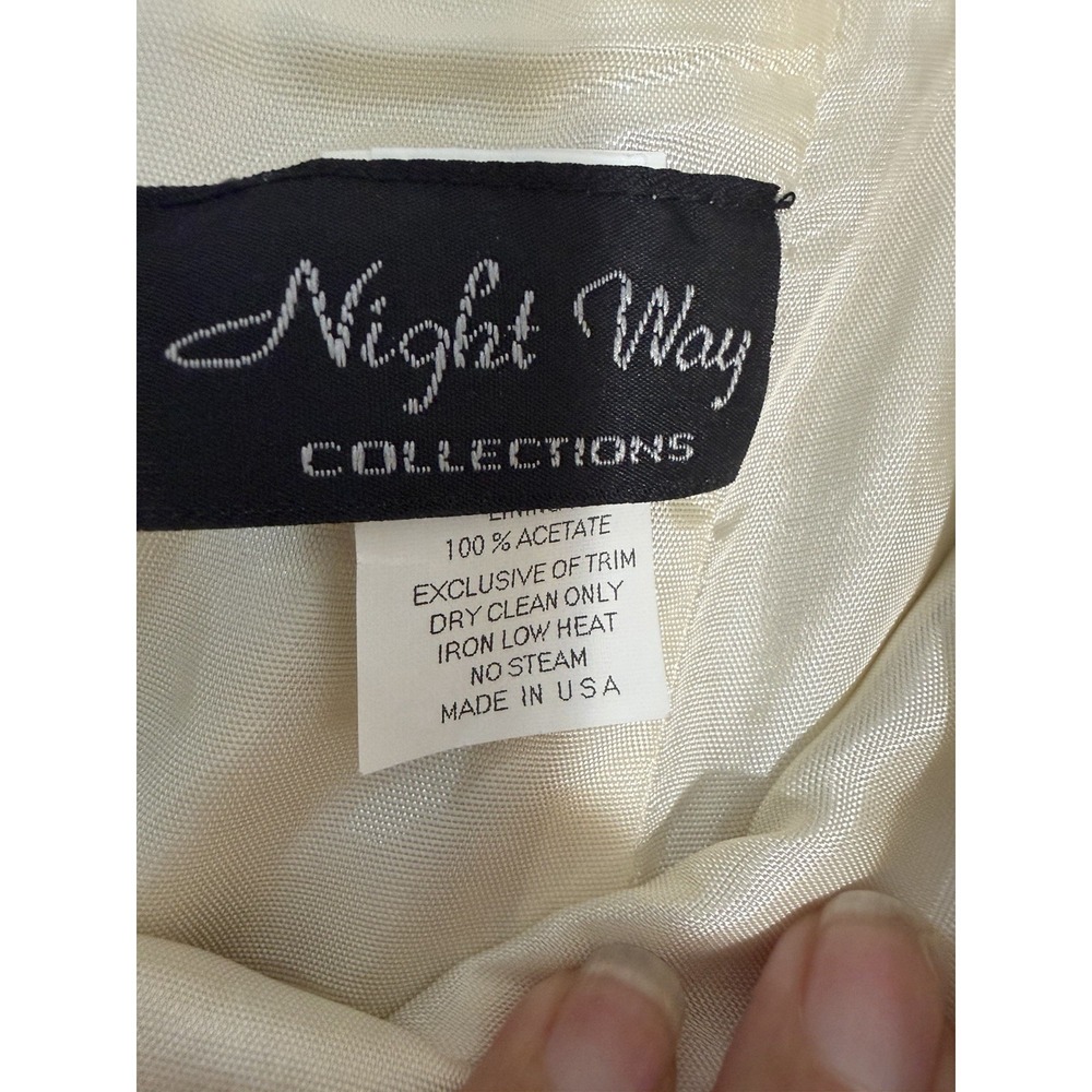 Night Way Collection Strapless Long Dress Gown Cream Gold Shimmer Prom Galla USA - Picture 6 of 9